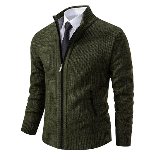 Men’s Casual Sports Coat – Fleece Warm Zipper Cardigan