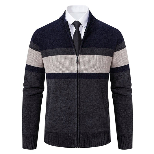 Men’s Plush Zipper Warm Knit Jacket